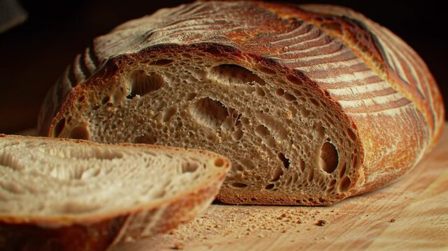 loaf of bread on wooden table