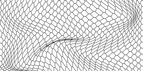 Curved net pattern. Seamless design for sportswear or equipment like soccer goals, volleyball nets, basketball hoops, hockey nets, and athletic gear. white background