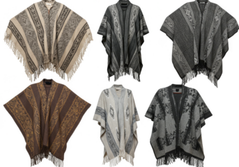 Poncho Apparel Clothing Isolated Fashionable Textile Garment Collection