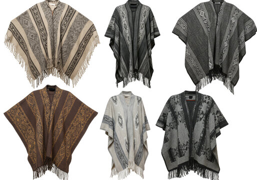 Poncho Apparel Clothing Isolated Fashionable Textile Garment Collection