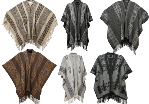 Poncho Apparel Clothing Isolated Fashionable Textile Garment Collection