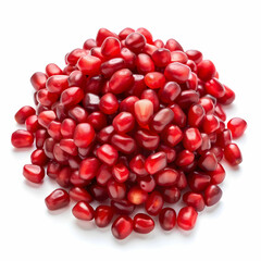 pomegranate seeds on white background