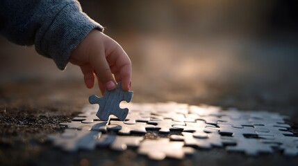 A person s hand carefully placing a missing puzzle piece representing the and contribution of an individual within a larger social context