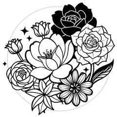 &ldquo;Elegant Pastel Flower Bouquet Illustration with Vintage Botanical Elements&rdquo;