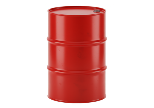 Red Metal Oil Drum Storage Isolated Transparent Background 3D - Powered by Adobe
