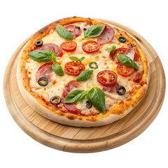pepperoni pizza with fresh basil