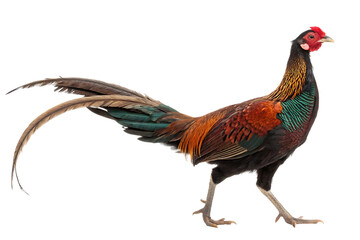 Fototapeta premium rooster with vibrant plumage profile