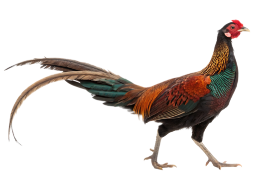 rooster with vibrant plumage profile