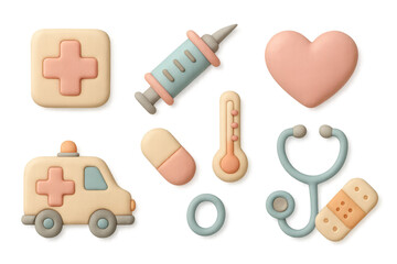 Flat simple medical icons illustration for health designs