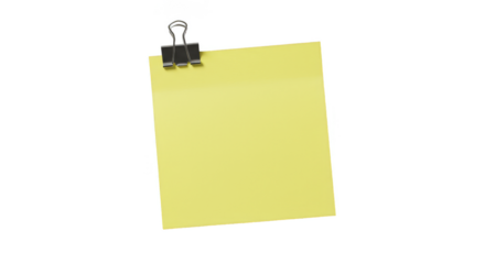 Sticky Note Illustration with Yellow Paper and Metal Clip for Reminder