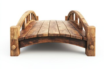 Rustic Wooden Bridge Beauty Nature Outdoors Calm Wood Garden White Space Art on white background. Generative AI