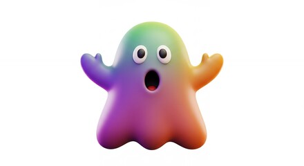 Obraz premium Surprised cartoon rainbow ghost illustration