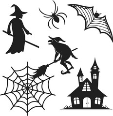 Hallowen Clipart, Haloween svg, Ghost svg, Bat svg, Witch Svg, Skeleton Svg, Spider Web svg, Spider svg, Pumpkin face svg, Halloween vector