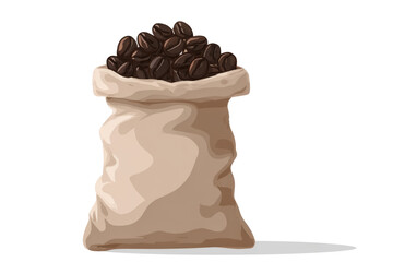 Coffee bean pouch on white background