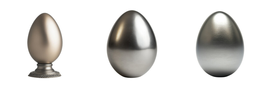 Set of metal egg, isolated