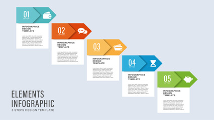 Arrows business and marketing infographic template. Vertical infographic layout with icons and place for data