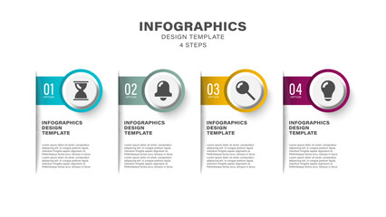Four options or processes vector infographic layout. Business and marketing infographic template with icons