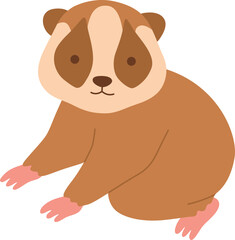 Cute Slow Loris Sitting Cartoon Illustration