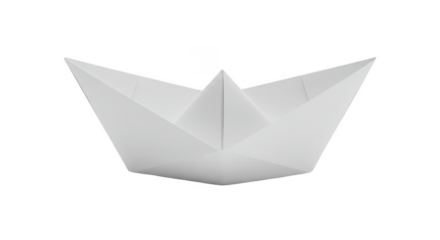 White Origami Paper Boat Isolated Transparent Background 3D Render