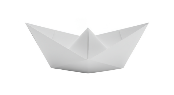 White Origami Paper Boat Isolated Transparent Background 3D Render