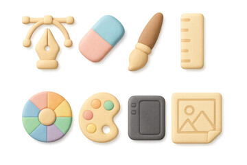 Creative tools illustration: concept art for design and composition in simple style