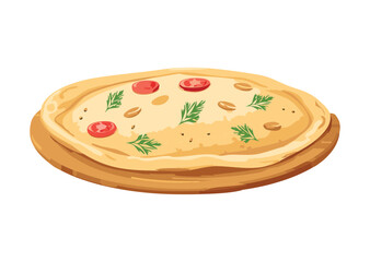 Round Flatbread with Pinkish Delicious Specks - Vector Illustration