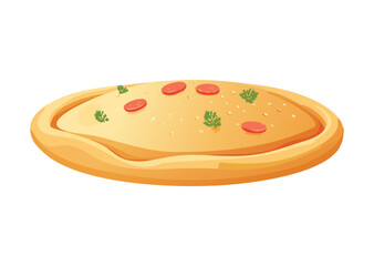 Savory Baked Bread with Red Garnish - Vector Illustration