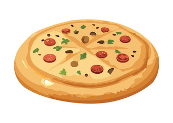 Round Flatbread with Dark Specks and Holes - Vector Illustration