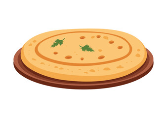 Round Flatbread with Surface Dimples - Vector Illustration
