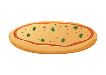 Savory Baked Bread with Green Garnish - Vector Illustration