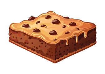 Delicious Chocolate Brownie with Chips - Vector Illustration