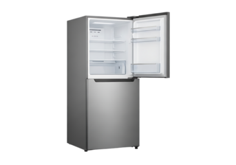 Silver refrigerator with open doors appliance kitchen
