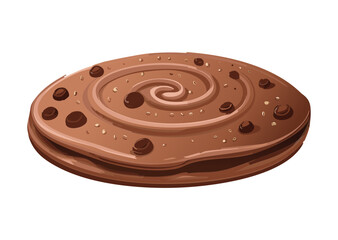 Brown Pancake Chocolate Swirl Design - Vector Illustration