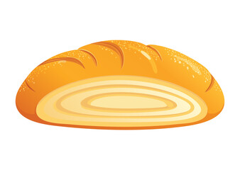 Sliced Sweet Bread Loaf with Swirl Pattern - Vector Illustration