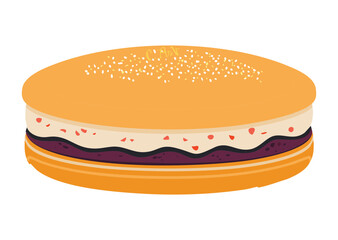 Sweet Bread Bun with Berry Jam Filling - Vector Illustration