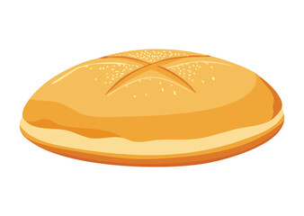 Simple Unadorned Bread Roll Oval Shape - Vector Illustration
