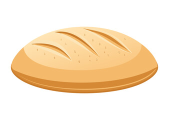 Long Golden Baked Loaf of Fresh Bread Vector Illustration