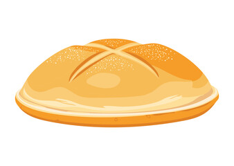 Golden Baked Loaf of Fresh Textured Bread Vector Illustration