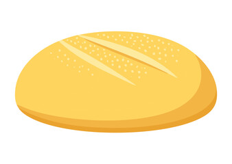 Golden Baked Loaf of Fresh Plain Bread Vector Illustration