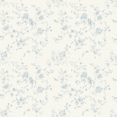 French Toile Floral  Light Blue pattern