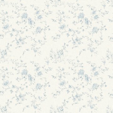 French Toile Floral  Light Blue pattern