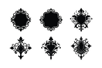 Antique scrollwork collection for vintage decor Silhouette Vector illustration