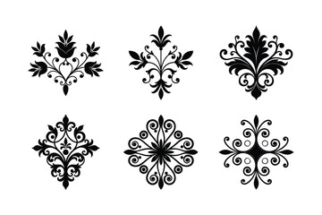 Baroque inspired elements and divider pack Silhouette Vector illustration