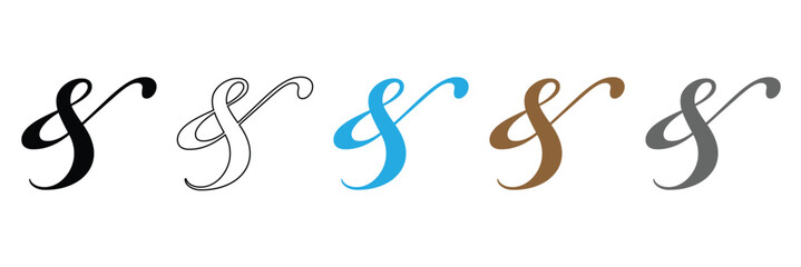 Ampersand symbols and sign collection. Custom hand drawn ampersand icon for invitations and letters in eps 10. 