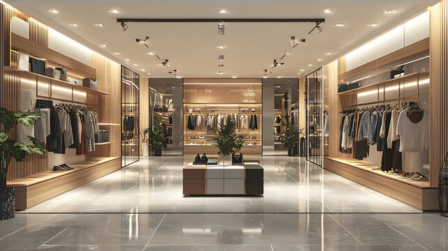 Women clothing and accessories luxury fashion store interior - Powered by Adobe