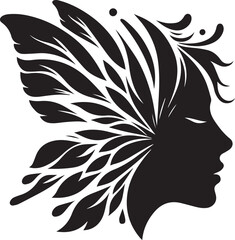 Black and white butterfly vector tattoo design with floral ornament wings, a beautiful insect art illustration