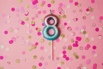 Colorful decorations for a playful 8th birthday celebration