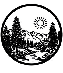 Mountain River Scene Art