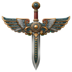 Winged sword isolated on transparent background