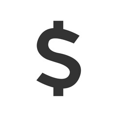 Black silhouette of a dollar sign – minimal vector icon representing money, currency, finance, banking, or economics. Ideal for apps, websites, infographics, and business presentations.